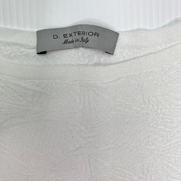 D Exterior Shirt Large Textured White Stretch Knit Pullover Tunic - Picture 2 of 8